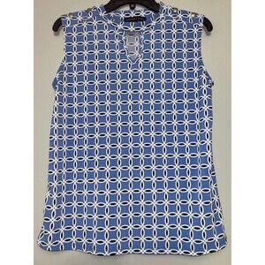 Adrienne  Vittandini  Women’s Sleeveless  Blue/ Black Pullover Blouse. Medium .